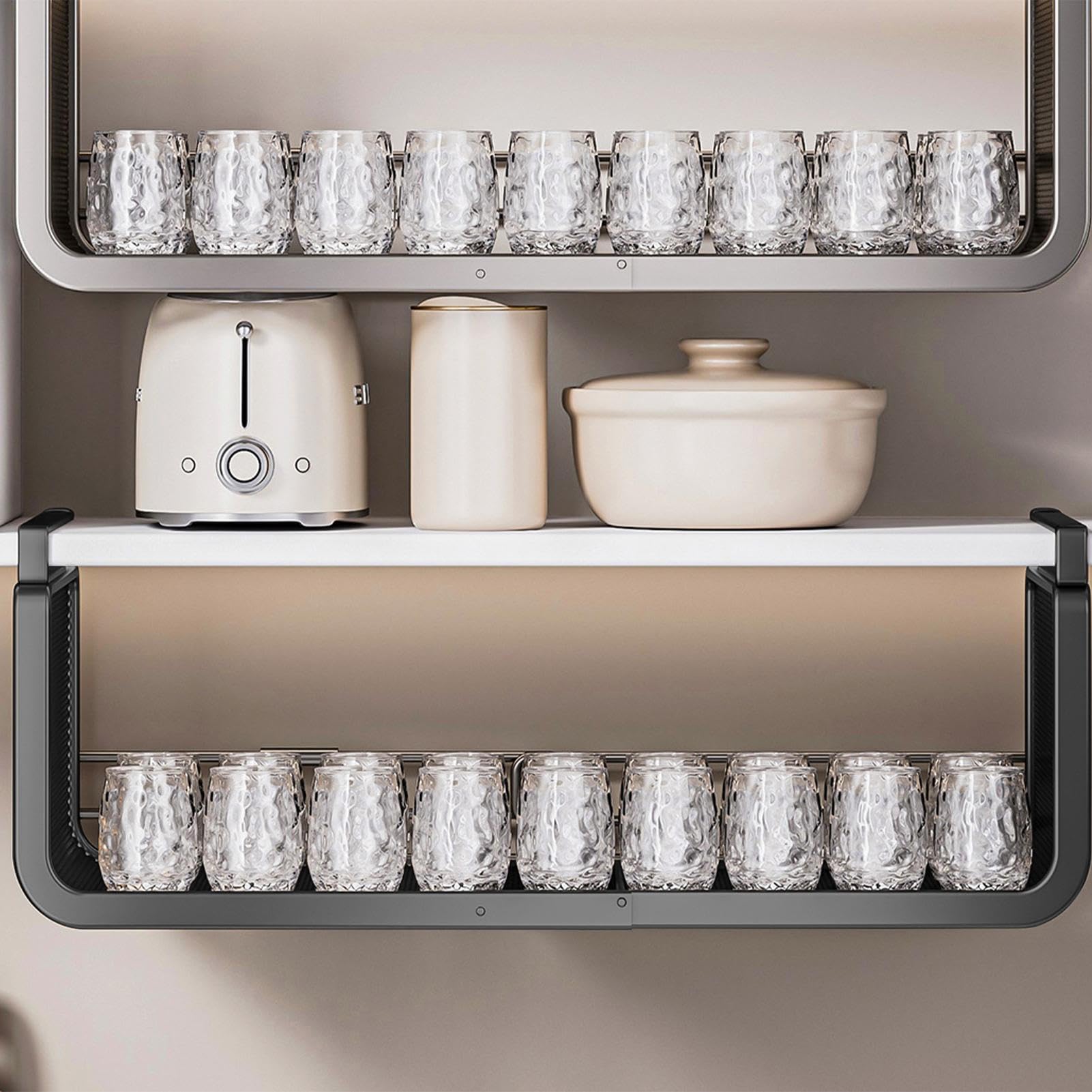 Generico Hängekörbe aus Metall – Aufbewahrungskorb – unter Ablage | erweiterbarer Organizer unter | Multifunktionaler Hängekorb für Schrank, Badezimmer, Küche,