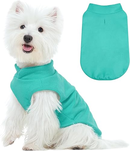 Miniatura 12 de FUAMEY Chaleco de forro polar para perros pequeños, sudaderas cálidas y elásticas para perros con agujero para correa, suéter suave de cuello alto