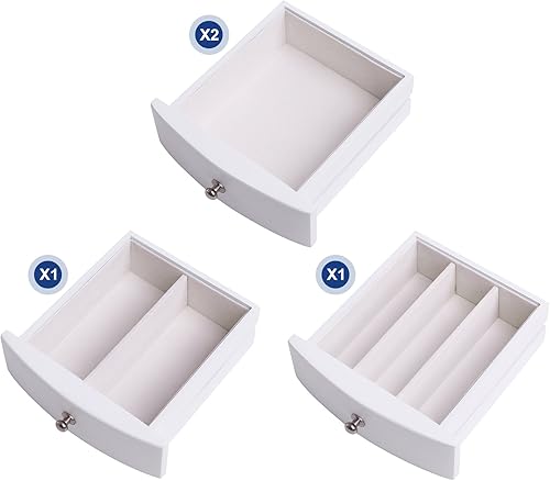 Miniatura 6 de SONGMICS Joyero de madera organizador grande con puertas acrílicas transparentes y 4 cajones blanco UJOW57W