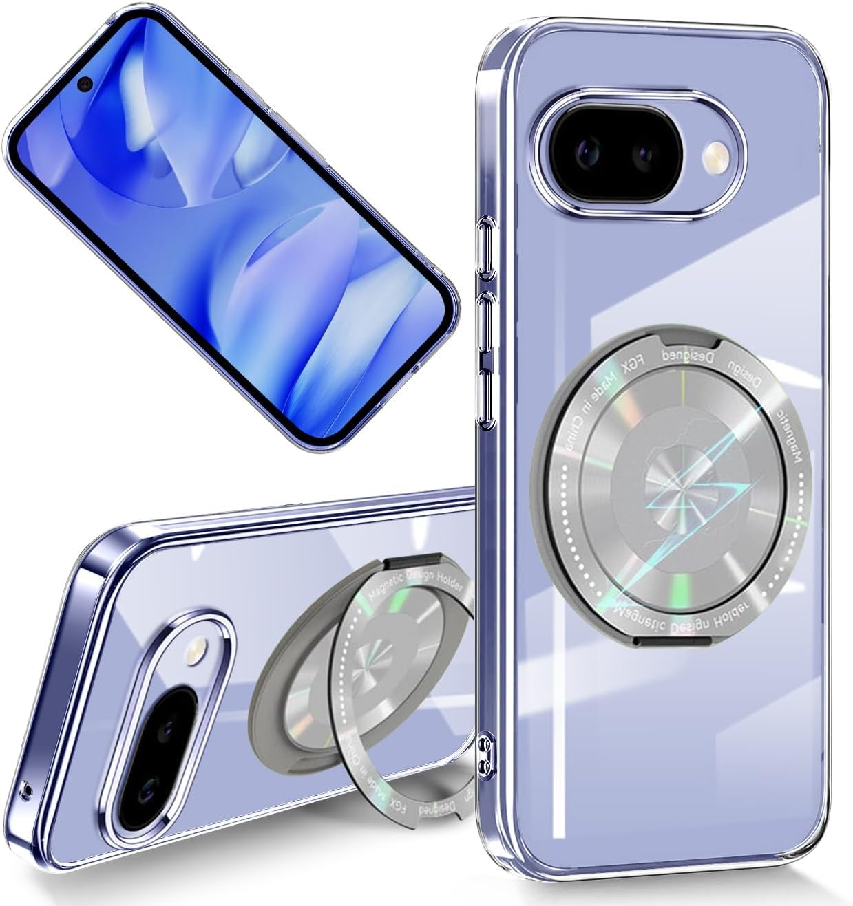 tuulaasii For Google Pixel 9a 用 ケース クリア リング付き スタンド機能 縦横両対応 TPU シリコン ソフト ストラップホール付き ピクセル 9A カバー 透明 耐衝撃 全面保護 フィット感 ストラップホール付き おしゃれ