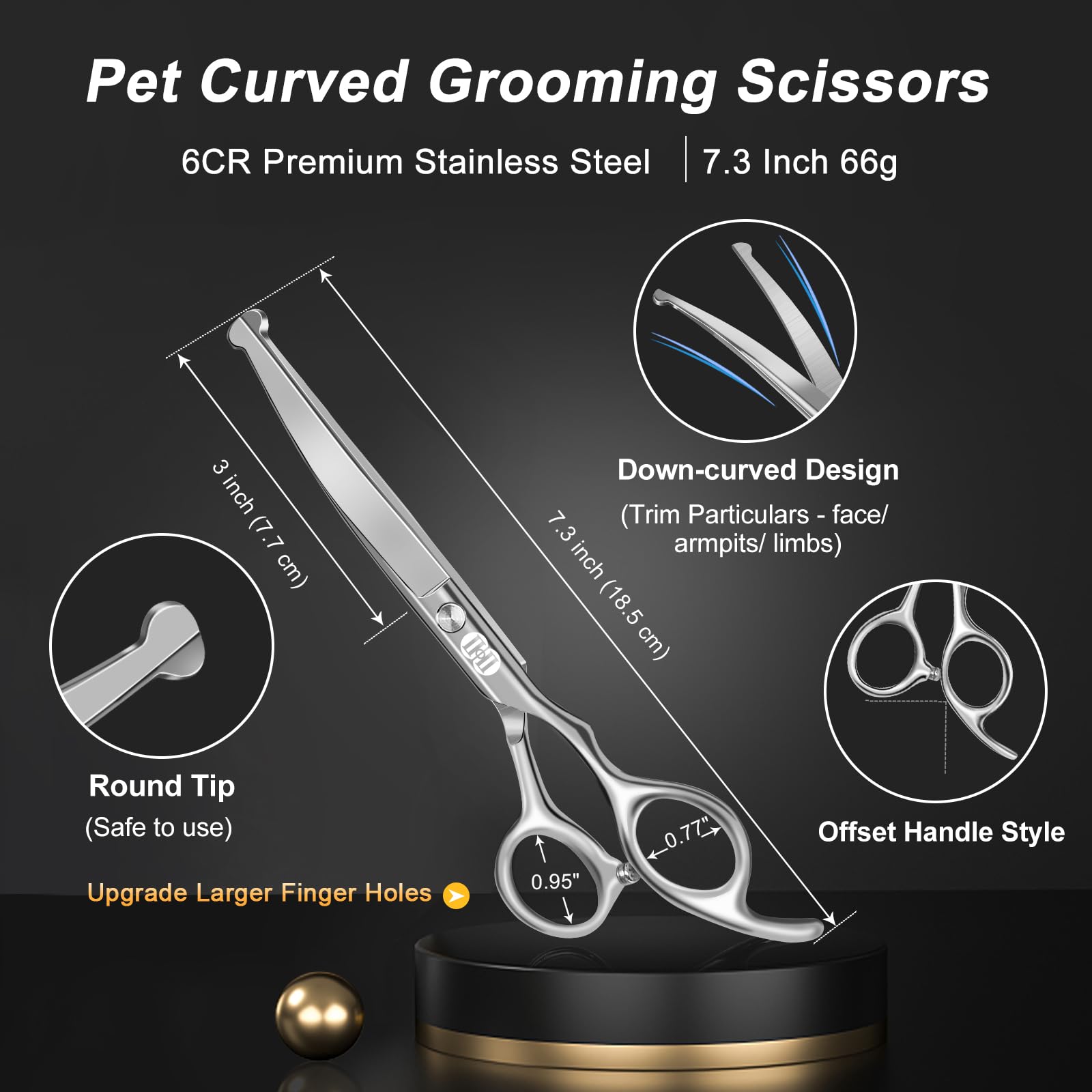 CIICII Forbici Toelettatura Cani, 7 Pollici Kit Forbici per Cani Professionali con Punta Tonda Di Sicurezza (Cane/Gatti Forbici Parrucchiere Sfoltire & Curve) per Toelettatura Gatto Animali (Argento)