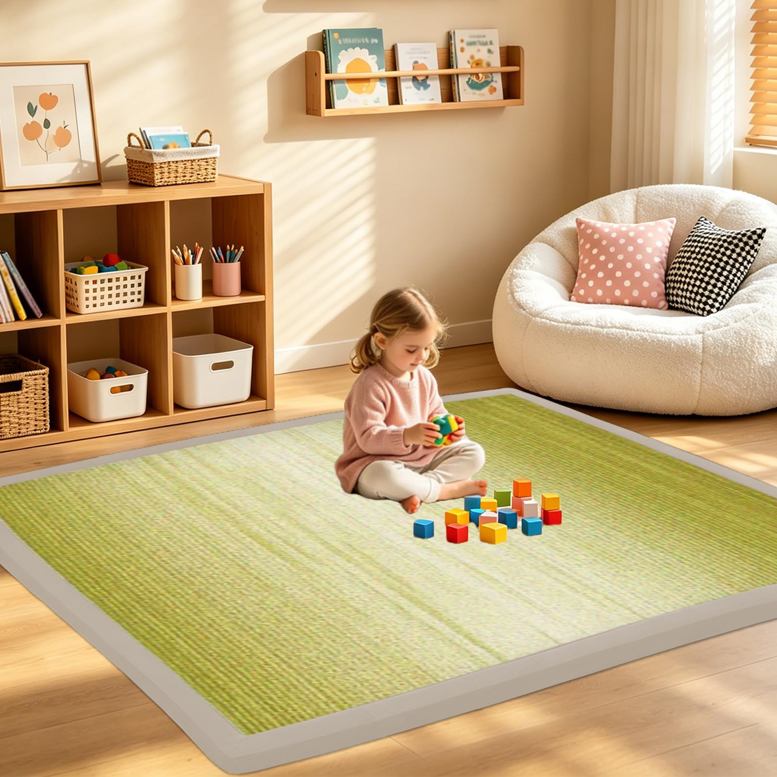 Krabbelmatte Baby Korallen Samtmatte Kinderteppich Dicke 100 x 200 cm und Weiche Spielmatte als Teppich Kinderzimmer, Spielteppich Baby, Krabbeldecke kleine Spielbereiche