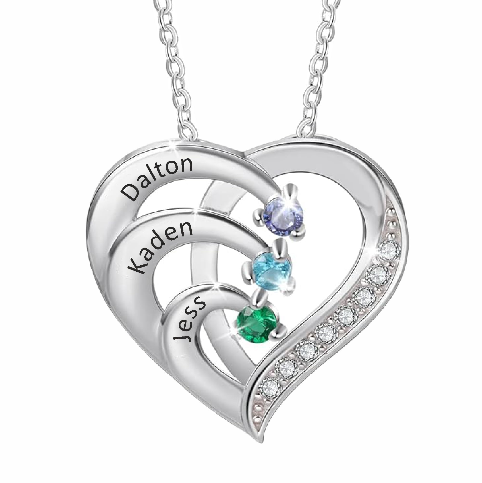 LeCalla Personalised Customized Three Name with Birthstone Necklace Jewelry For Women and Girls, Gifts for Wife, Girlfriend, Mother (B0CNKHQW9P) Amazon Price History, Amazon Price Tracker