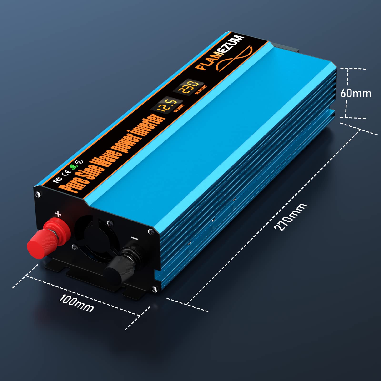 1000w Spannungswandler 12v Auf 230v Reiner Sinus Wechselrichter mit 1 EU-Steckdose und 2 USB Autoladegerät Power Solar Inverter DC AC Umwandler Stromwandler