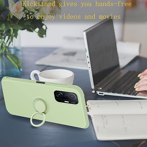 Miniatura 2 de Coqibel Funda de silicona líquida para Xiaomi Mi 11T Xiaomi Mi 11T Pro soporte de anillo de 360 y función de montaje en coche cubierta con forro de