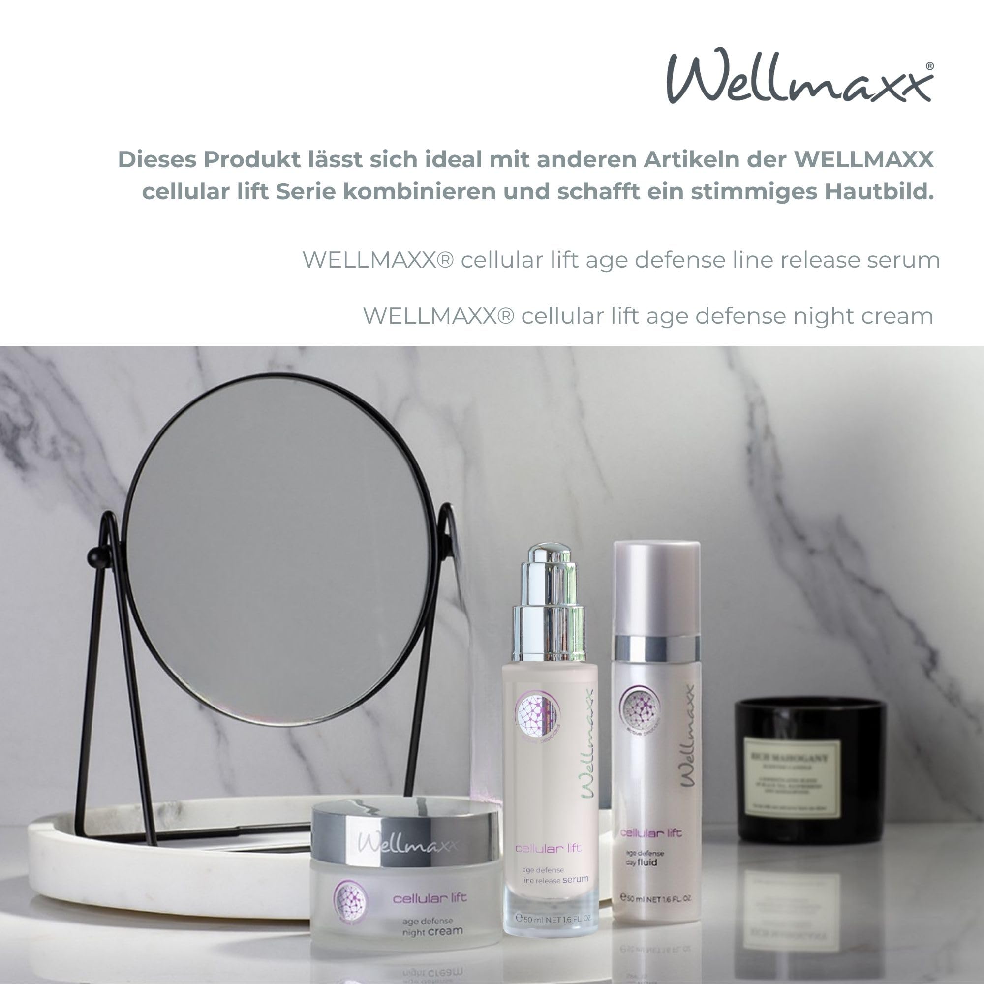 WELLMAXX® cellular lift age defense day fluid "New Formula" I Anti-Aging Wirkstoffe I alle Hauttypen I DERMATEST® Hautverträglichkeit „sehr gut“* I Vegan I Ohne Farbstoffe I 50 ml