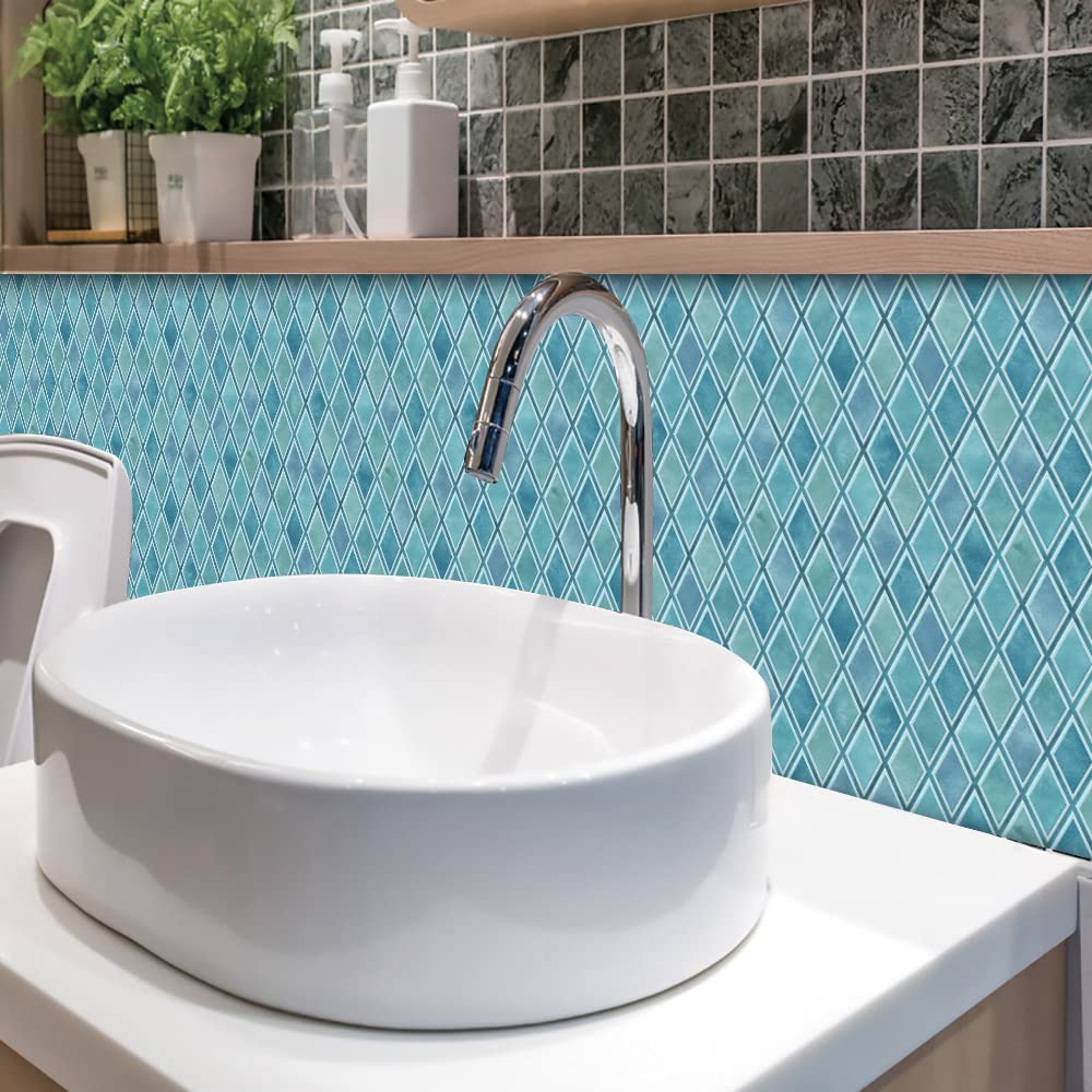 Moroccan Tile Stickers for Kitchen， Kitchen Bathroom Waterproof Oil-Proof Self-Adhesive Tile Stickers 10x10 15x15 20x20 cm(10 Pcs/20x20cm)