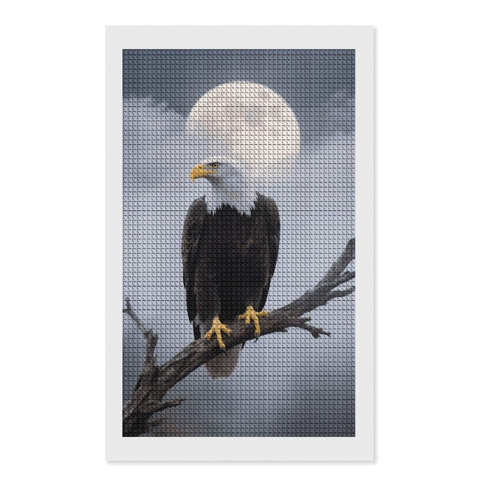 FodPand Eagle Full Moon 5D Diamond Painting Kits for Adults Beginners Full Drill Square Diamond Dots Pictures Gem Art Supplies for Home Wall Room Decoration DIY Craft Set Gift 12x20