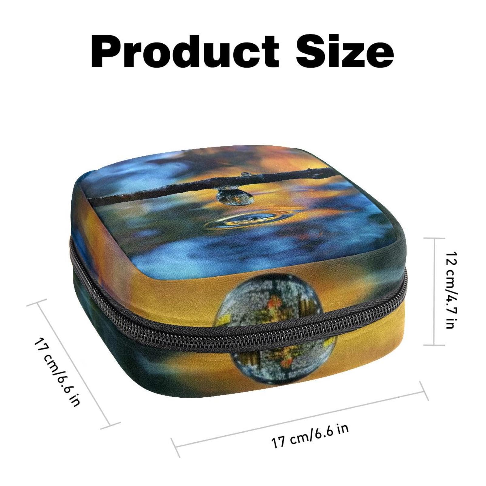 Sanitary Napkin Storage Bag for Feminine Pads, First Period Kit for Women, Water Drops Portable Menstrual Period Sanitary Pouch