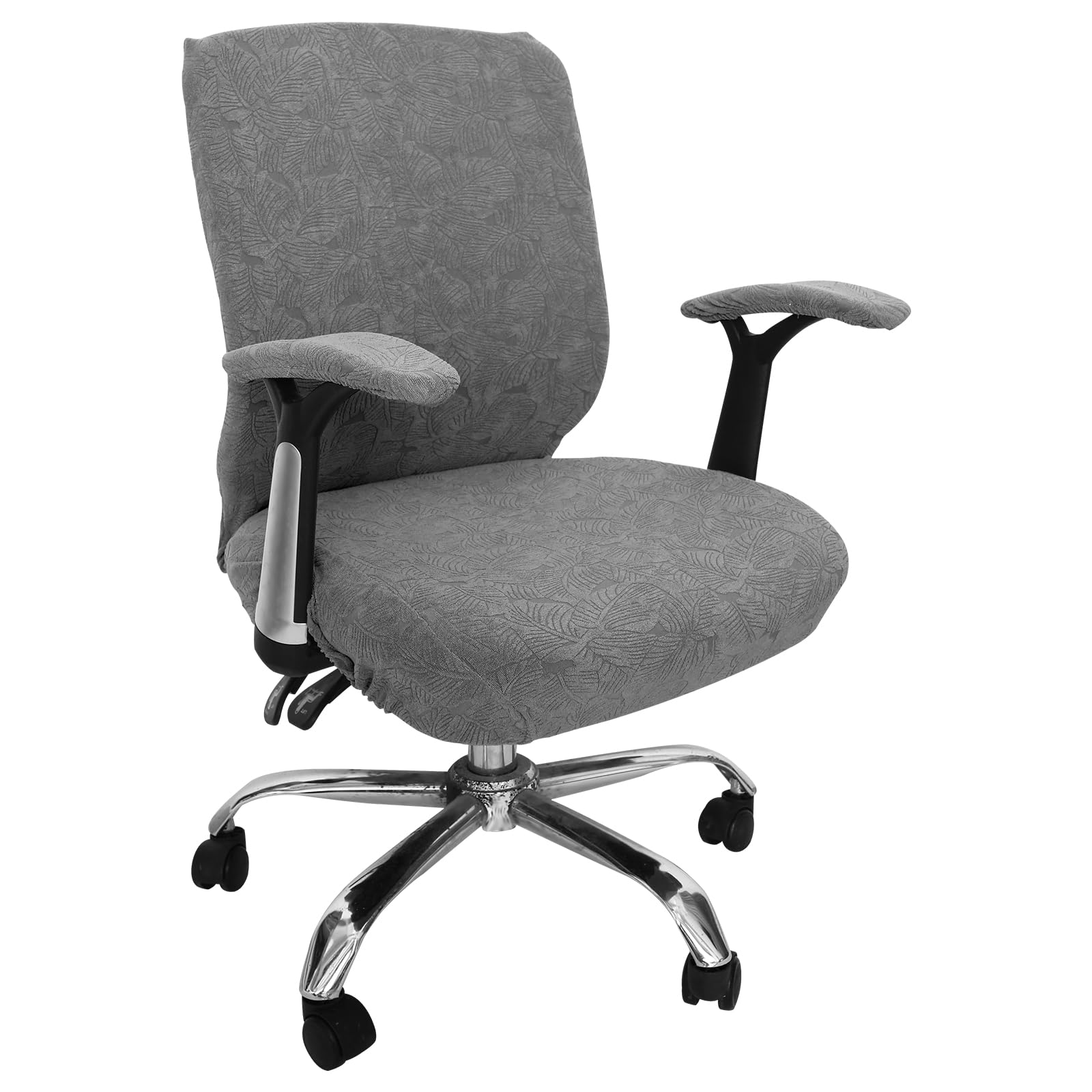 Office Chair Cover,Washable Full Wrap Elastic Chair Cover,Stretch Office High Back Chair Cover with Arm Covers, Removable Chair Seat Cushion Protectors for Rotating Chair Computer Chair (Dark Gray)