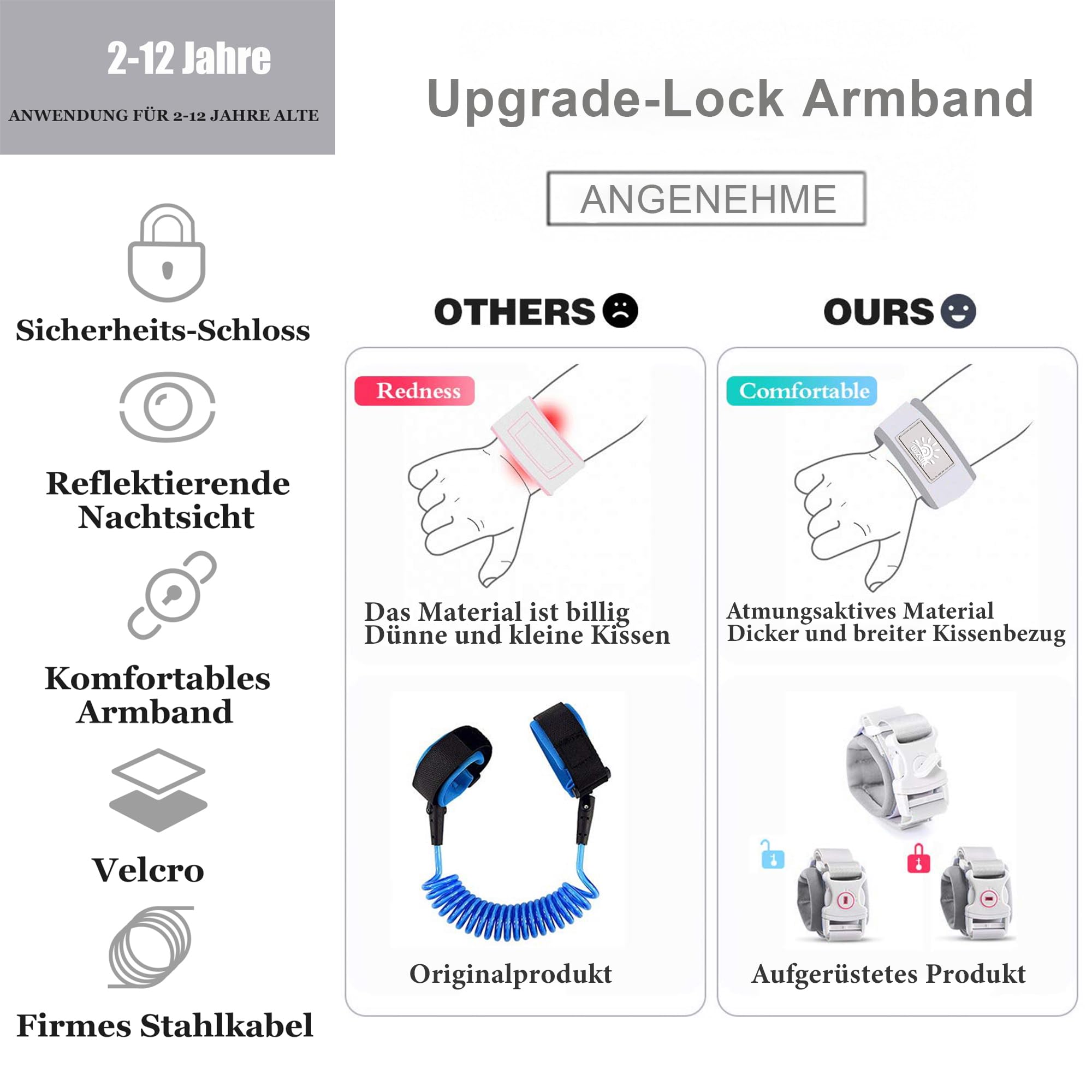 Anti Lost Wrist Link, WSZCML Toddler Safety Leash with Key Lock - Image 2