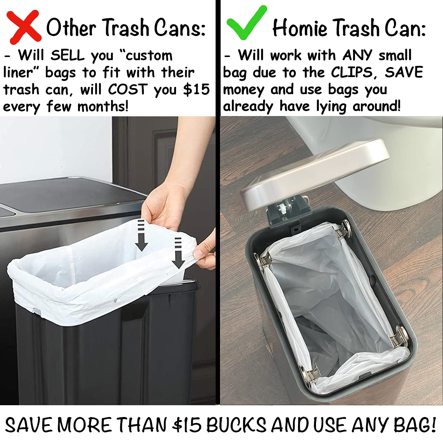 Homie Soft Close, Slim Trash Can 1.6 Gallon with Anti - Bag Slip Liner and Lid, Use as Mini Garbage Basket, Slim Dust Bin, or Decor in Bathroom, Restroom, Kitchen, or Bedroom (Rose Gold)