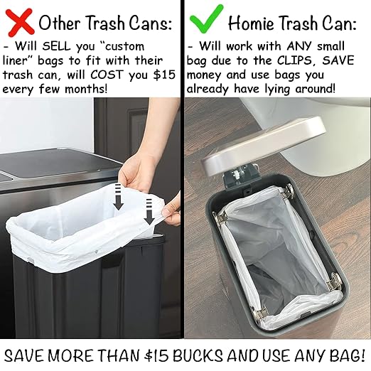 Tacho de basura rectangular pequeño con cierre suave 1.3 gal miniatura 6
