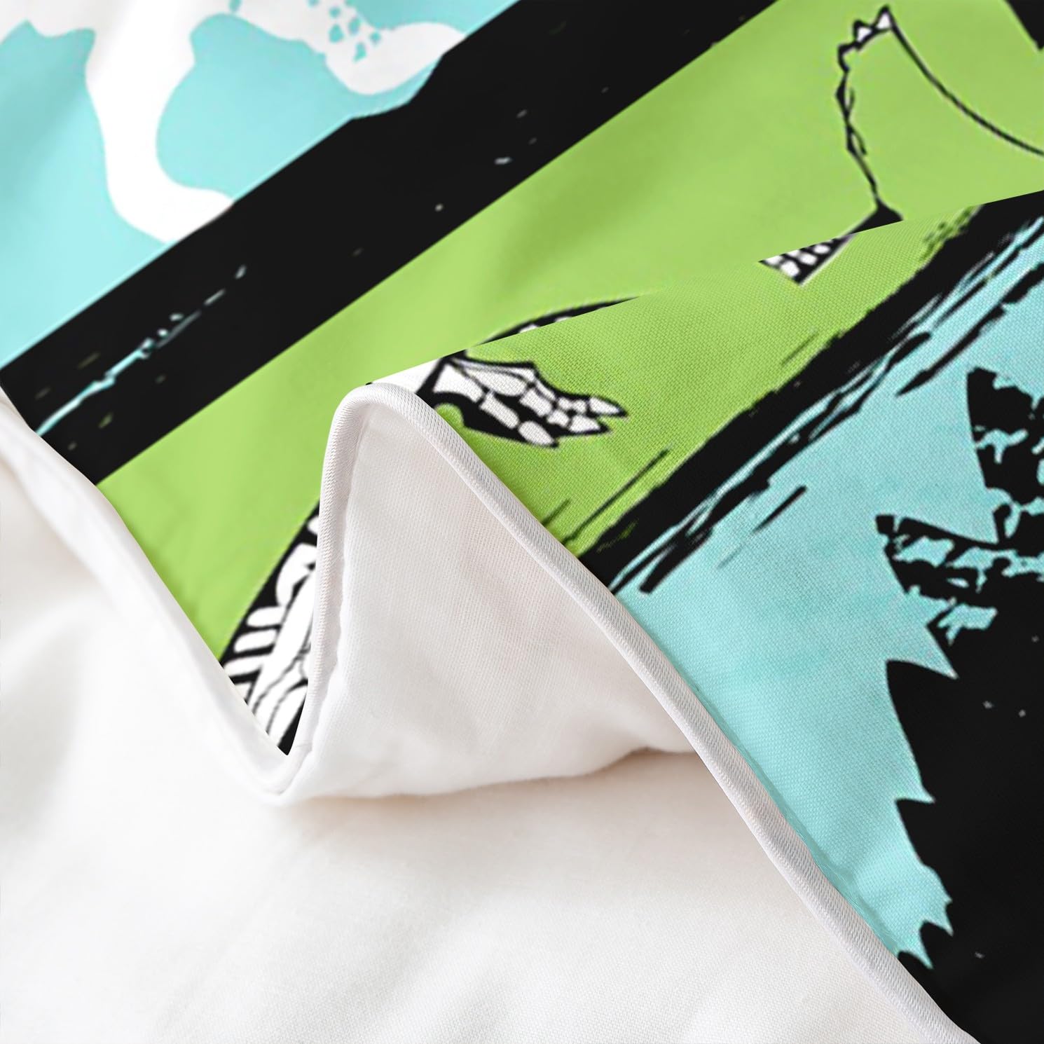 Juego de ropa de cama de algodón de dinosaurio verde, juego de ropa de cama de algodón de dinosaurio de dibujos animados para niños y niñas, juego de ropa de cama de algodón Kawaii Jungle Dino Juego