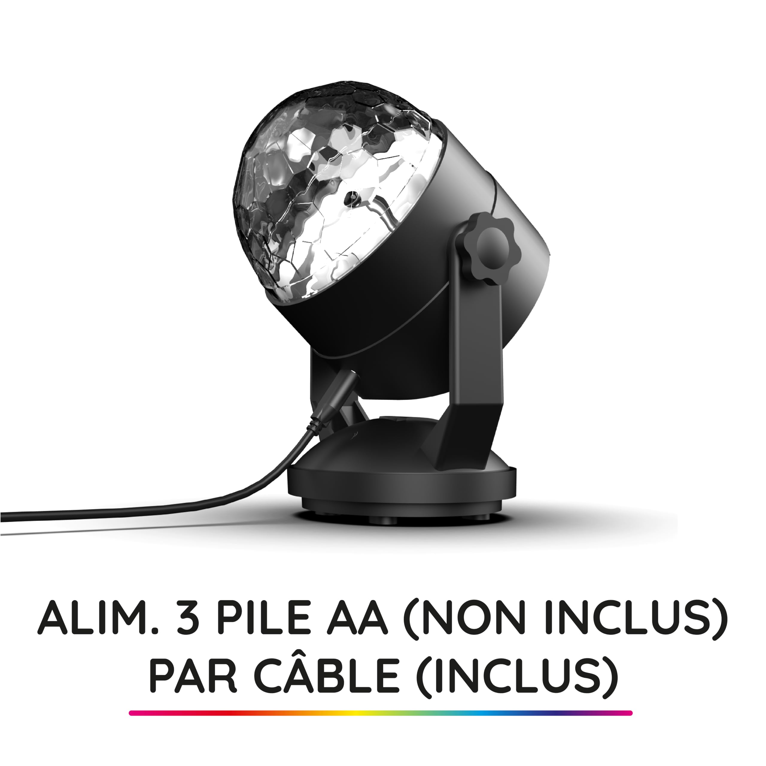 R-MUSIC – DISCO BALL – Boule Disco + Télécommande – Rotation 180° – Lumière de scène, 6 motifs animés au rythme du son – Effet de lumière LED RGB – Accrochage par ventouse – Pour Fête, DJ, Bar, Club
