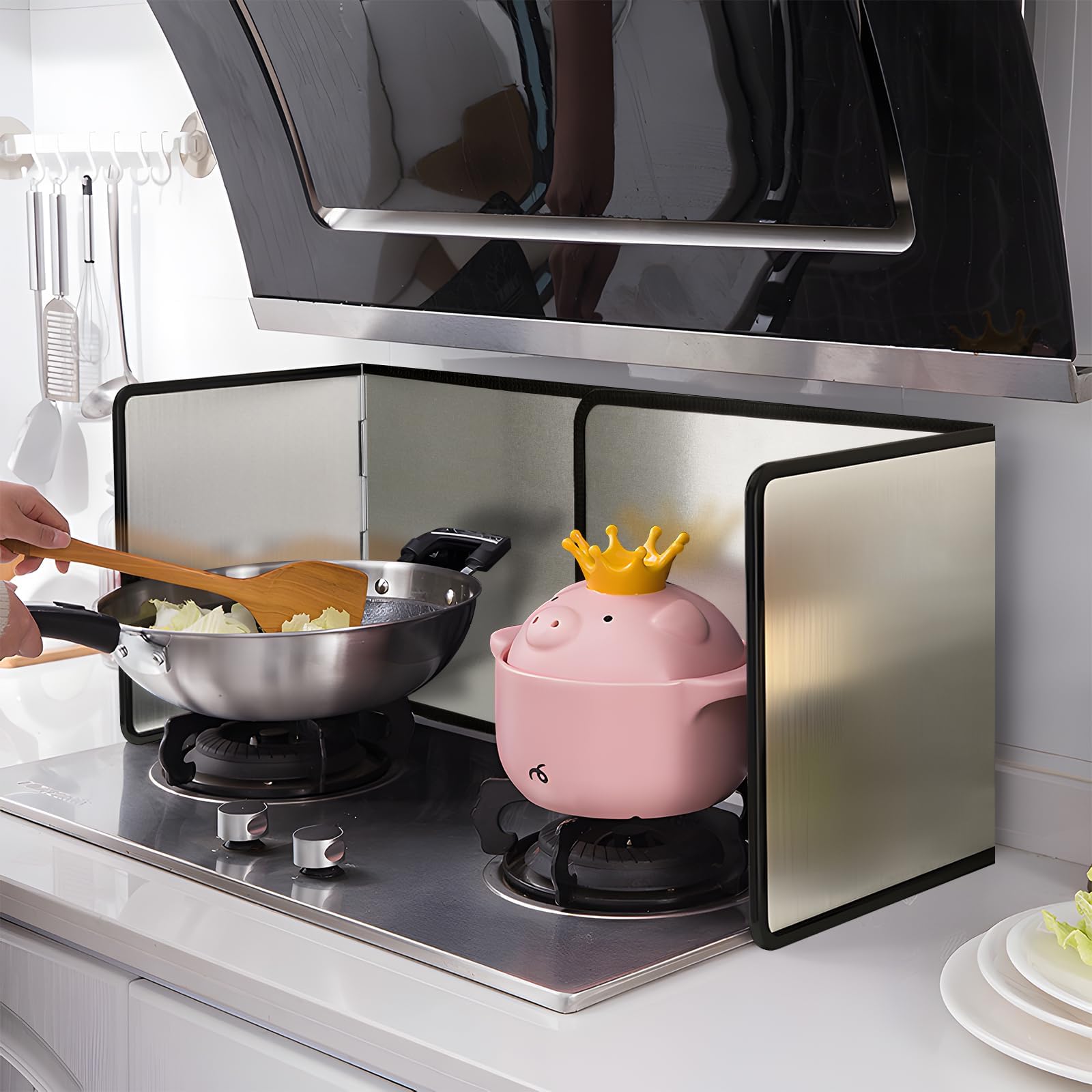 Protection anti-éclaboussures cuisine pliable pour cuisinière - Protection contre la graisse et les éclaboussures - Avec revêtement antiadhésif plaque anti projection (Haut 40cm)