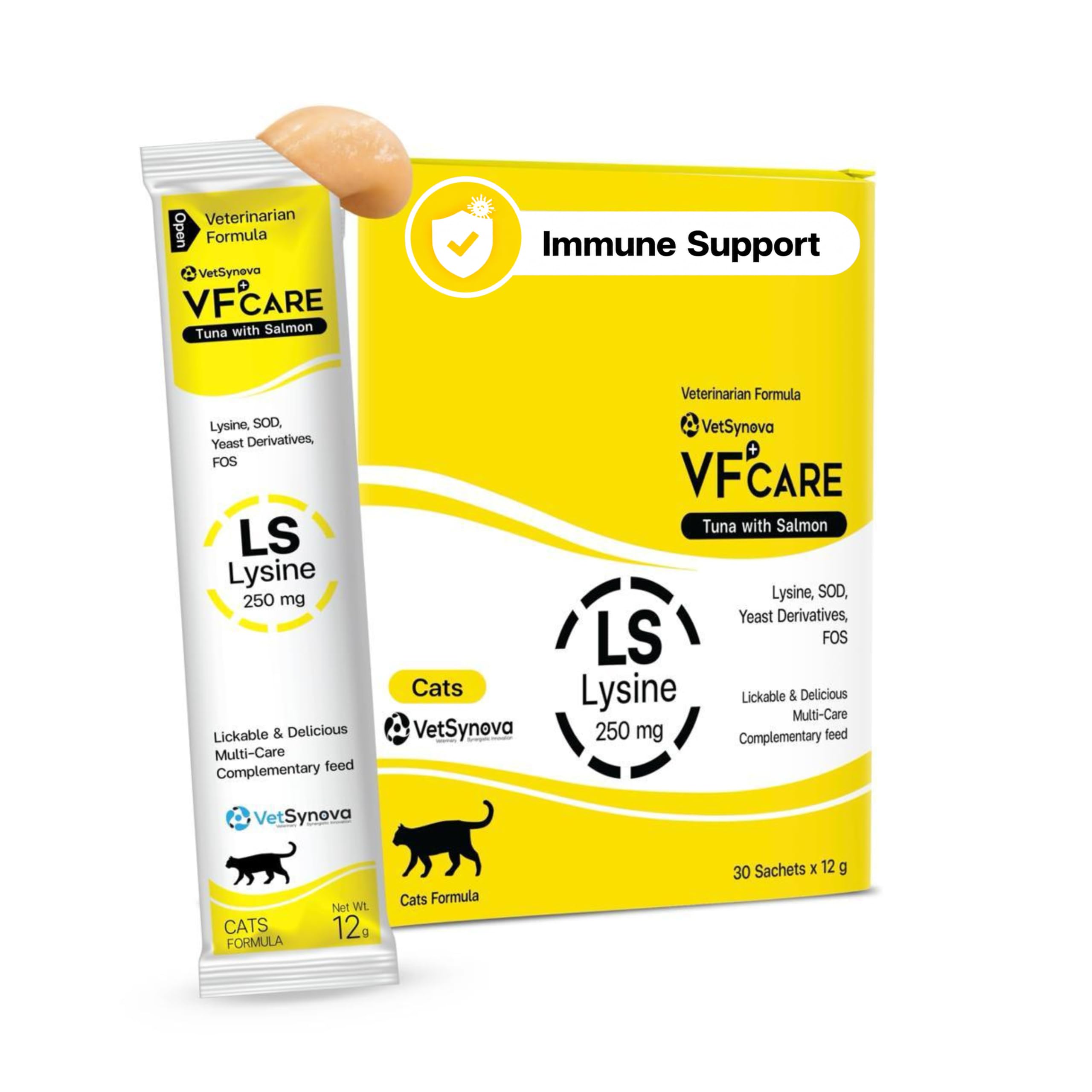 lysine for Cats l-lysine for Cats 250mg Tuna with Salmon Flavor Supplement Paste Supports Immunity FHV-1 Stress Recovery Digestion Calming no by-Products Vet Recommended 30 sachets