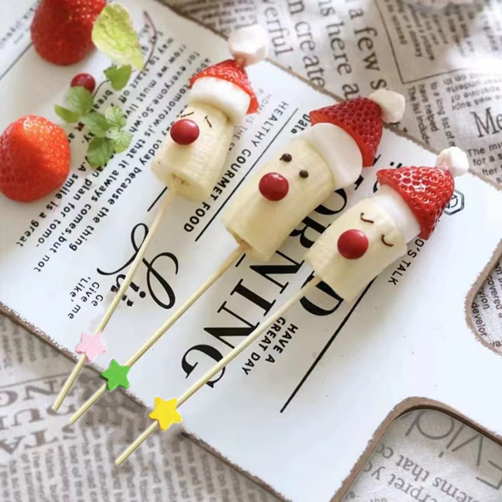 Lot De 100 Pics à Cocktail De Noël Fantaisie - Brochettes Décoratives Pour Apéritifs, Boissons, Fruits, Aliments, Décorations - Arbre De Noël Vert