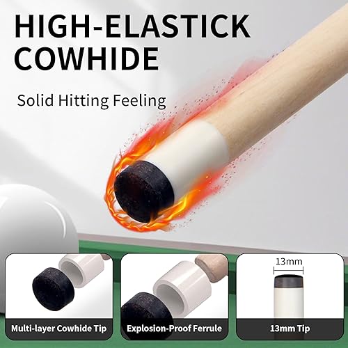 Miniatura 4 de LOTKEY Palo de billar, Taco de billar de 58 pulgadas, 21 onzas, con 2 tizas adicionales de madera maciza para billar profesionales