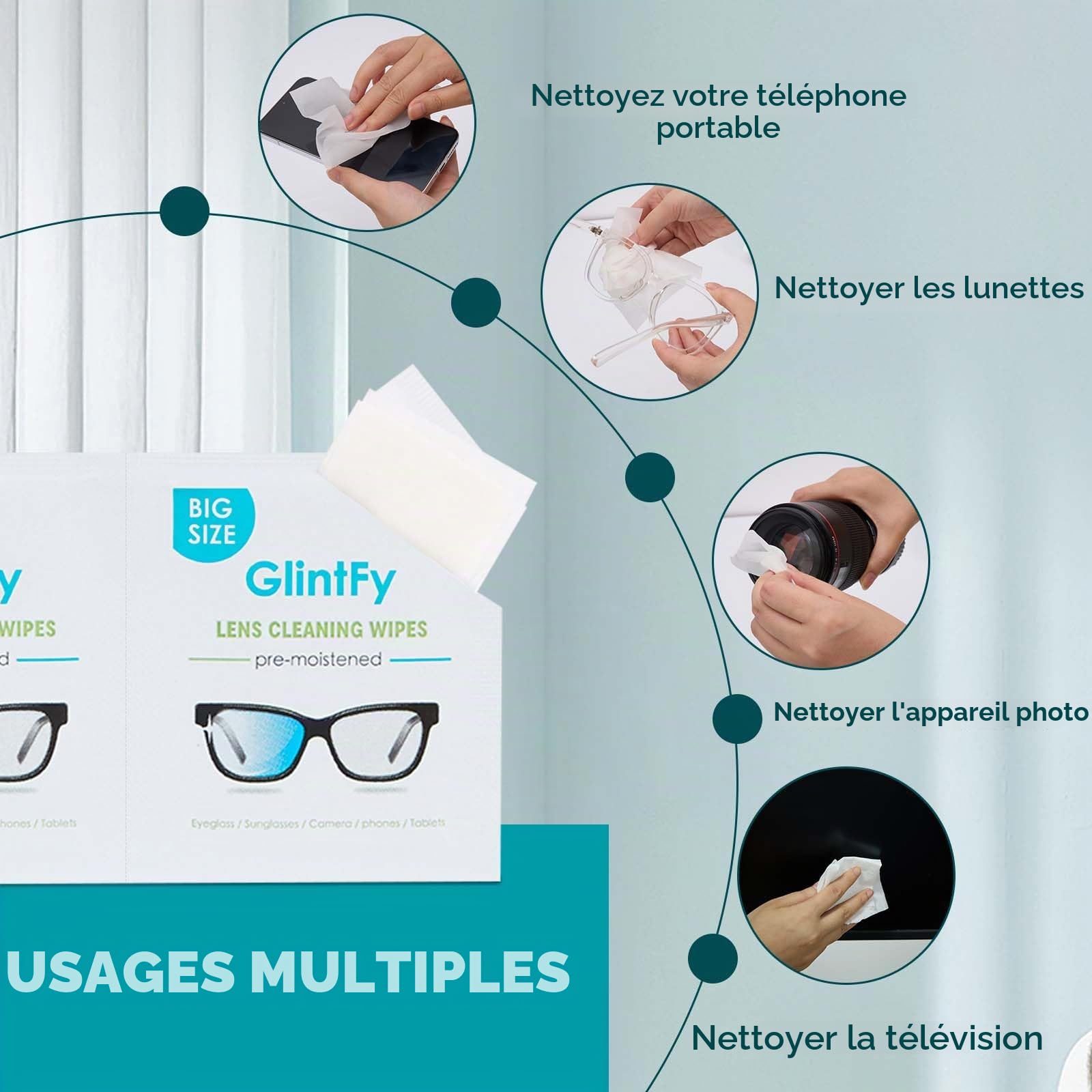 Lot de 400 lingettes nettoyantes pour lunettes, emballées indépendamment, sûres, sans rayures, adaptées pour lunettes, lunettes de soleil, objectifs d'appareil photo, lunettes, téléphones