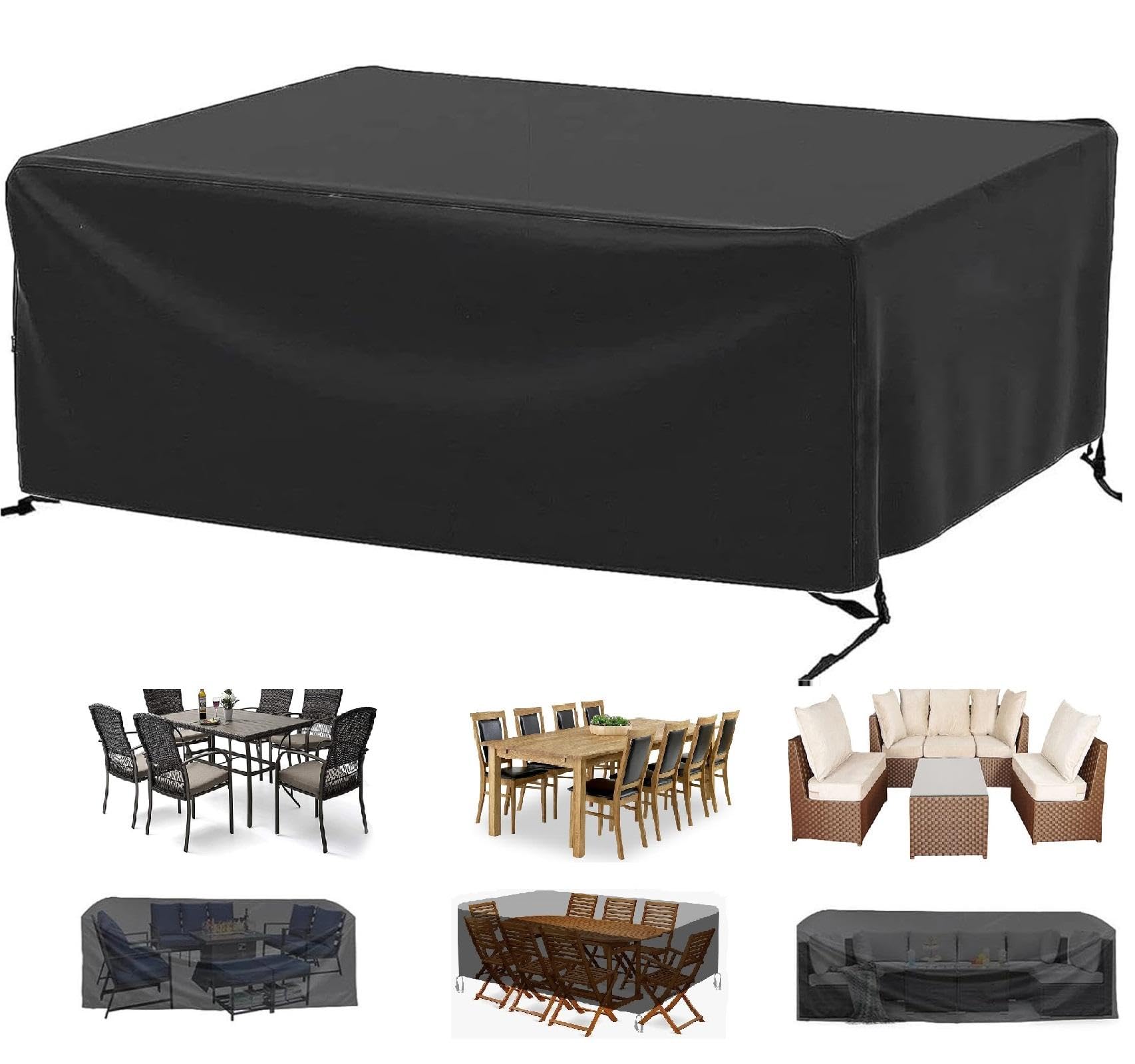 Funda Impermeable Mesa Exterior,Fundas Para Sofa De Jardin 405 L x 380 W x 90Hcm Funda Protectora,Negro Funda Para Muebles De Jardín,Funda Sofa Jardin Exterior Anti-UV Antipolvo para Sofa Patio