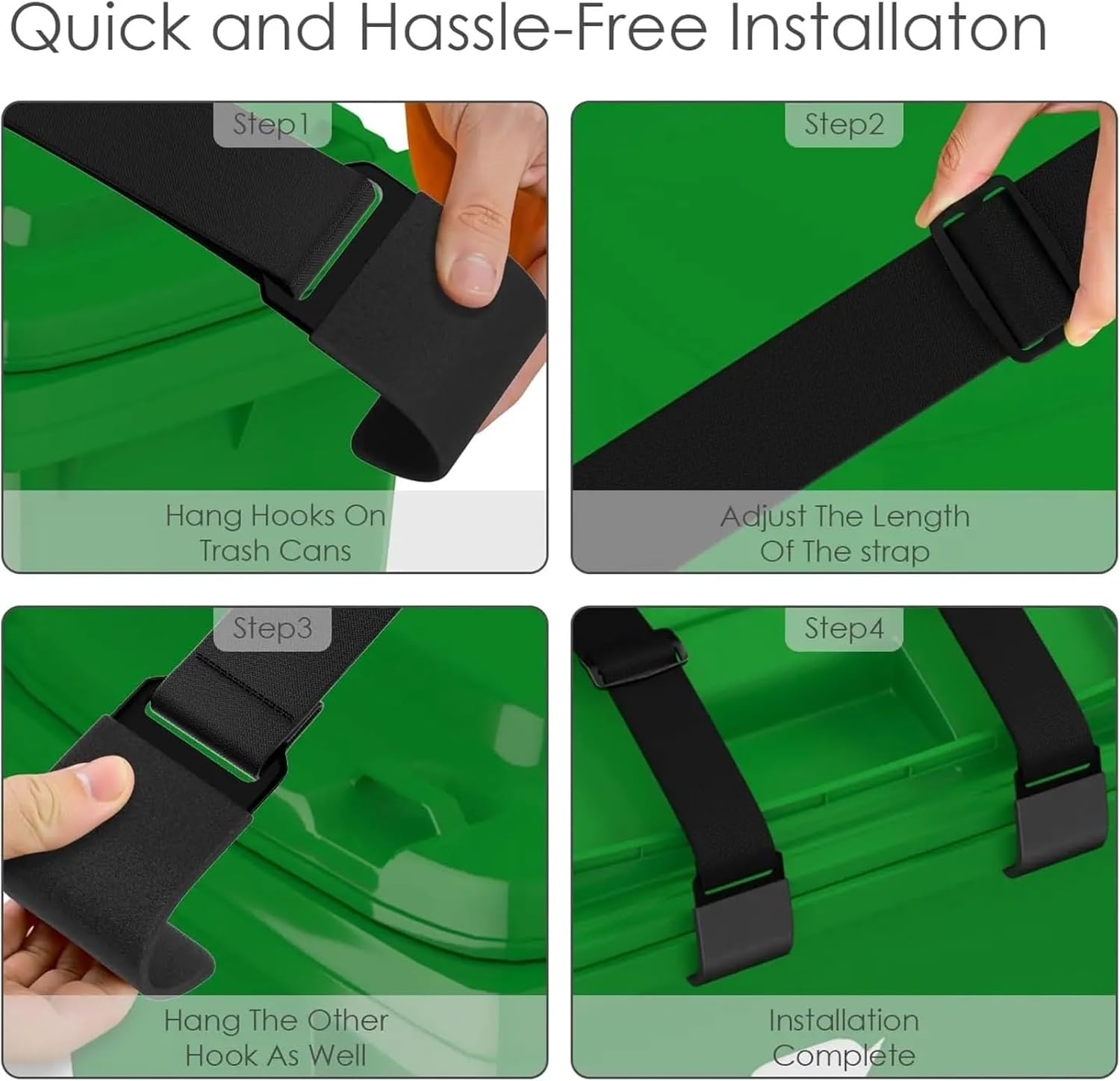 4pcs Trash Can Locks for Adjustable Garbage Lid Security Strap Lock