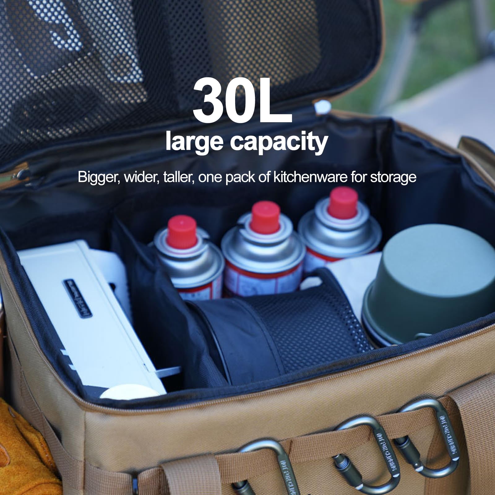 Borsa organizer da picnic – Borsa portaoggetti impermeabile di grande capacità, organizer pieghevole per spiaggia, escursionismo e coperta/utensili all'aperto