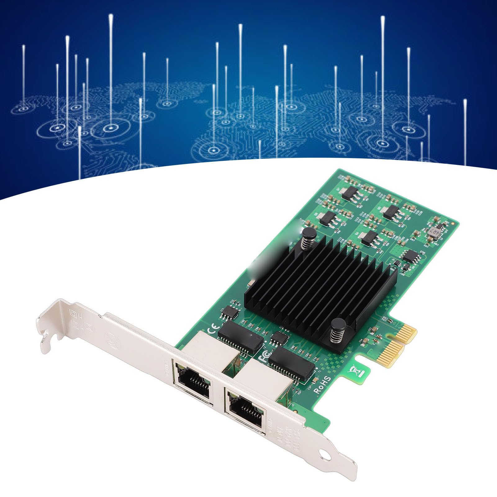 Jiawu Karta Sieciowa Gigabit Ethernet Stabilna PCI Express X1 do Komputerów Stacjonarnych z Chipsetem 82574L