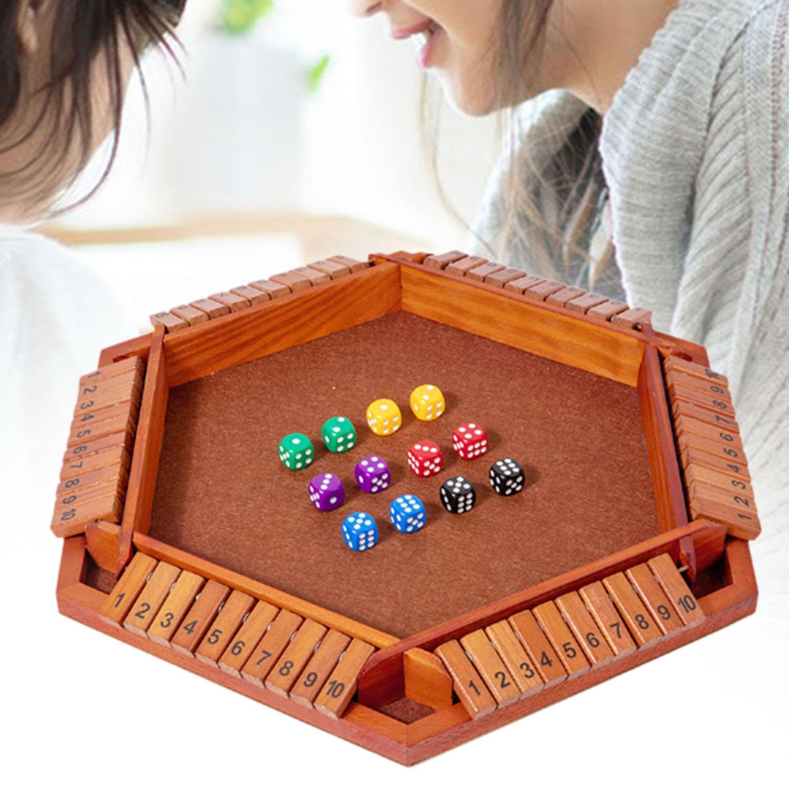 Juego de Mesa de Dados, Juguetes Educativos, Juego de Matemáticas de Mesa de Madera, Juego de Dados de Madera para Pub, Fiestas, Picnics, MarrÓn