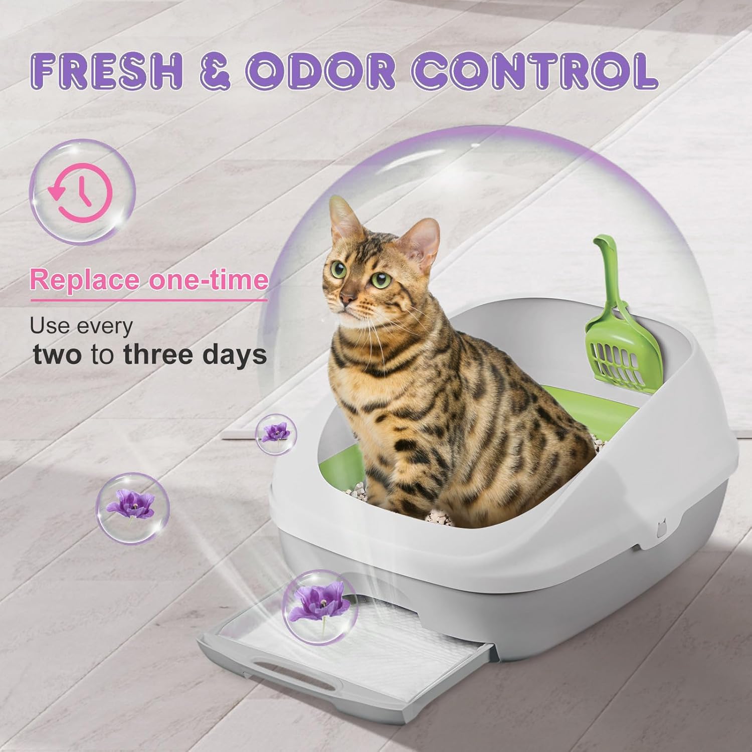 30PCS Cat Pads Generic Compatible Refills for Tidy Cats Breeze Litter System fit in XL/Hooded/Original Litter Box, Cat Liner Pads,Fresh Scented Super Absorbent Pee Pad,16.9"x11.4", Odor Control