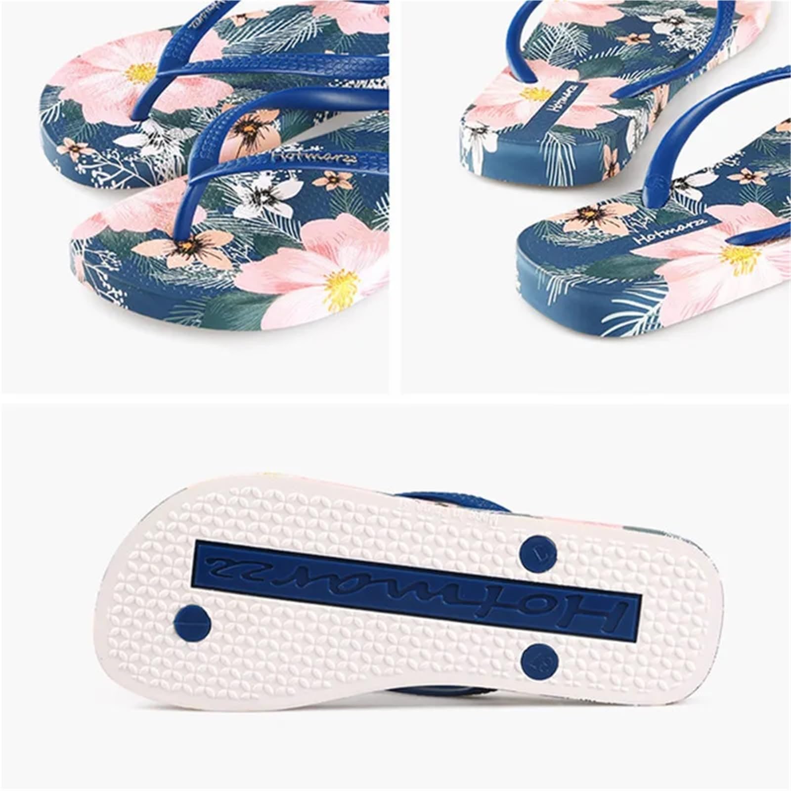 Infradito da donna Ciabatte infradito da donna estive comode spiaggia con stampa floreale, in PVC, ad asciugatura rapida, piscina