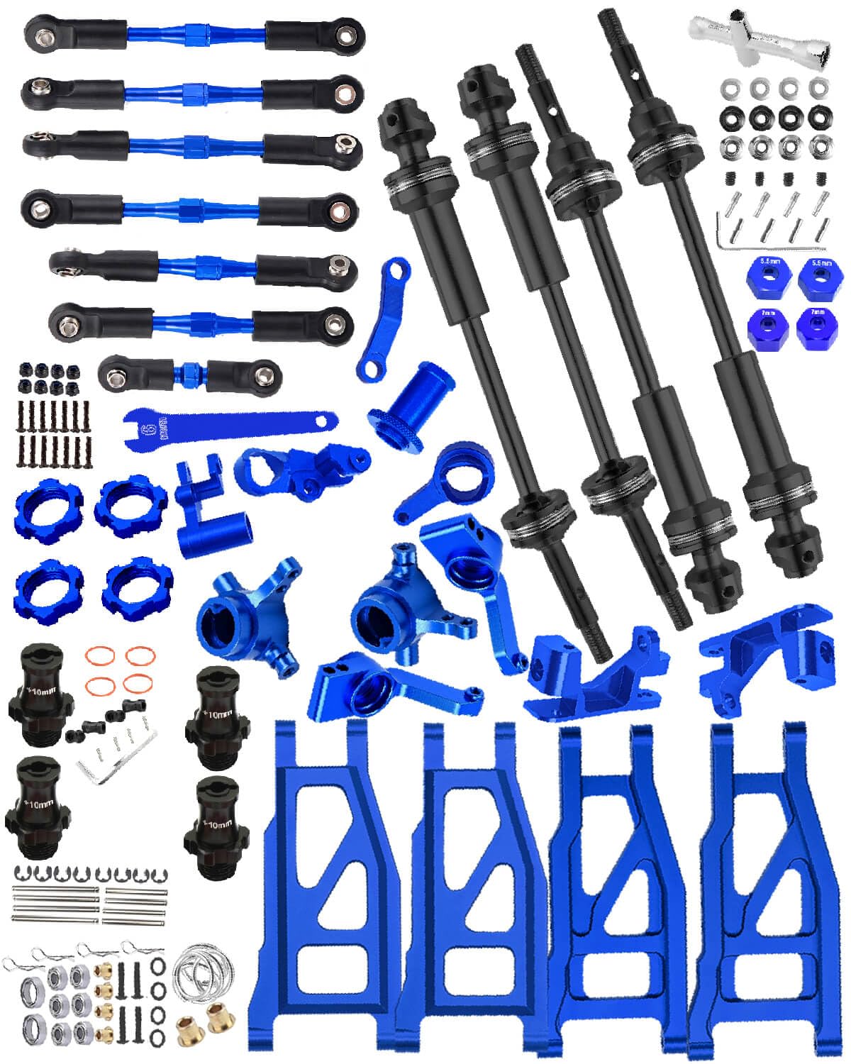 HopsupRC Upgrades Part for 1/10 Rustler/Stampede/Slash VXL 4X4,Big Bore RC Shocks&Steel Drive Shaft CVD&A Arm&Caster Block,Steering Blocks,Rear Stub