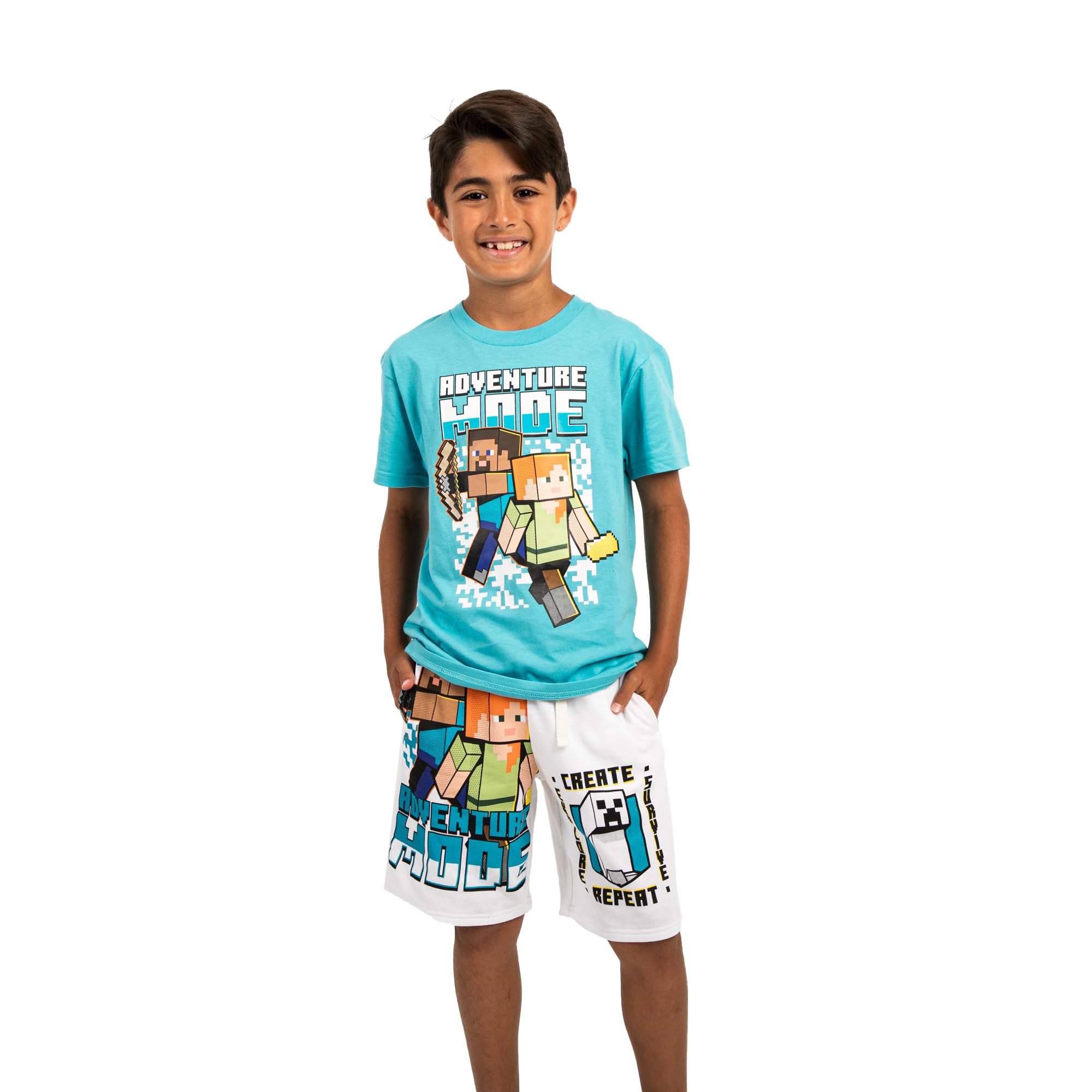 Minecraft Adventure Mode Boy's Short Sleeve Shirt & Lounge Shorts Combo Set