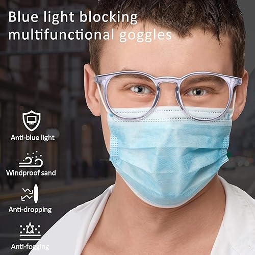 Miniatura 5 de Outray 2 pares de gafas de seguridad anti niebla, gafas de protección azul, bloqueo de luz azul para hombres mujeres