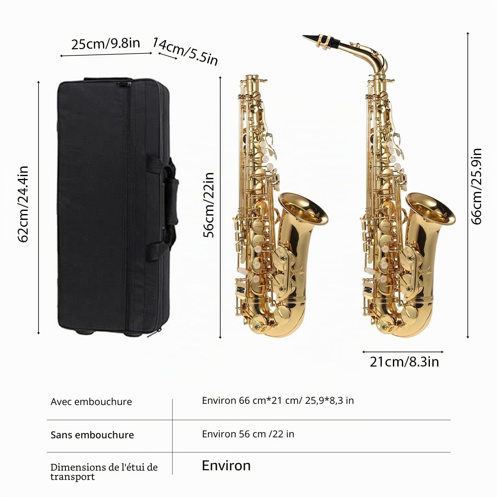 Saxophone, Mi Bémol, 802 touches, en laiton, doré/cuir de haute qualité, motif gravé, avec étui, brosse de nettoyage, chiffon, gants, sangle