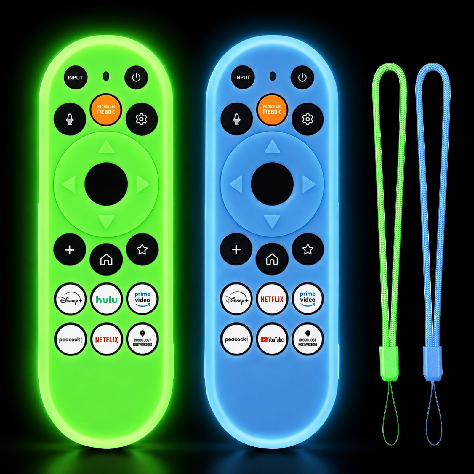 [2Pack] Climberer Cover for VIZIO XRT290,Smart TV Remote Control Replacement Glow in Dark Protective Skin Case - Blue &amp; Green (XRT290)