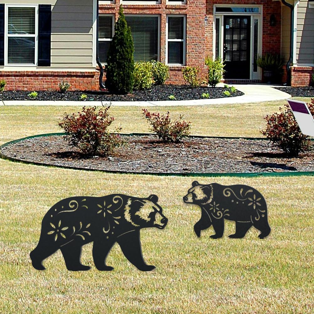 WADORN Bear Metal Outdoor Statues Silhouette - Image 3