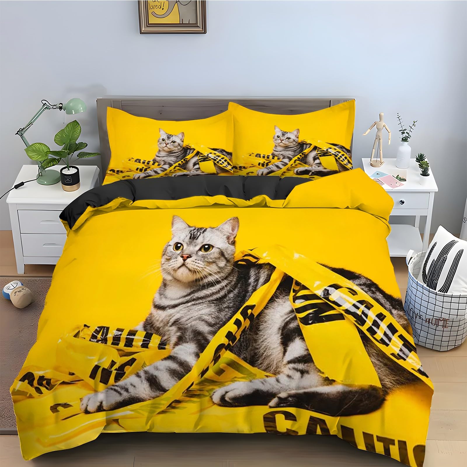 Housse de couette chat britannique 160x200 pour une chambre cosy et douce