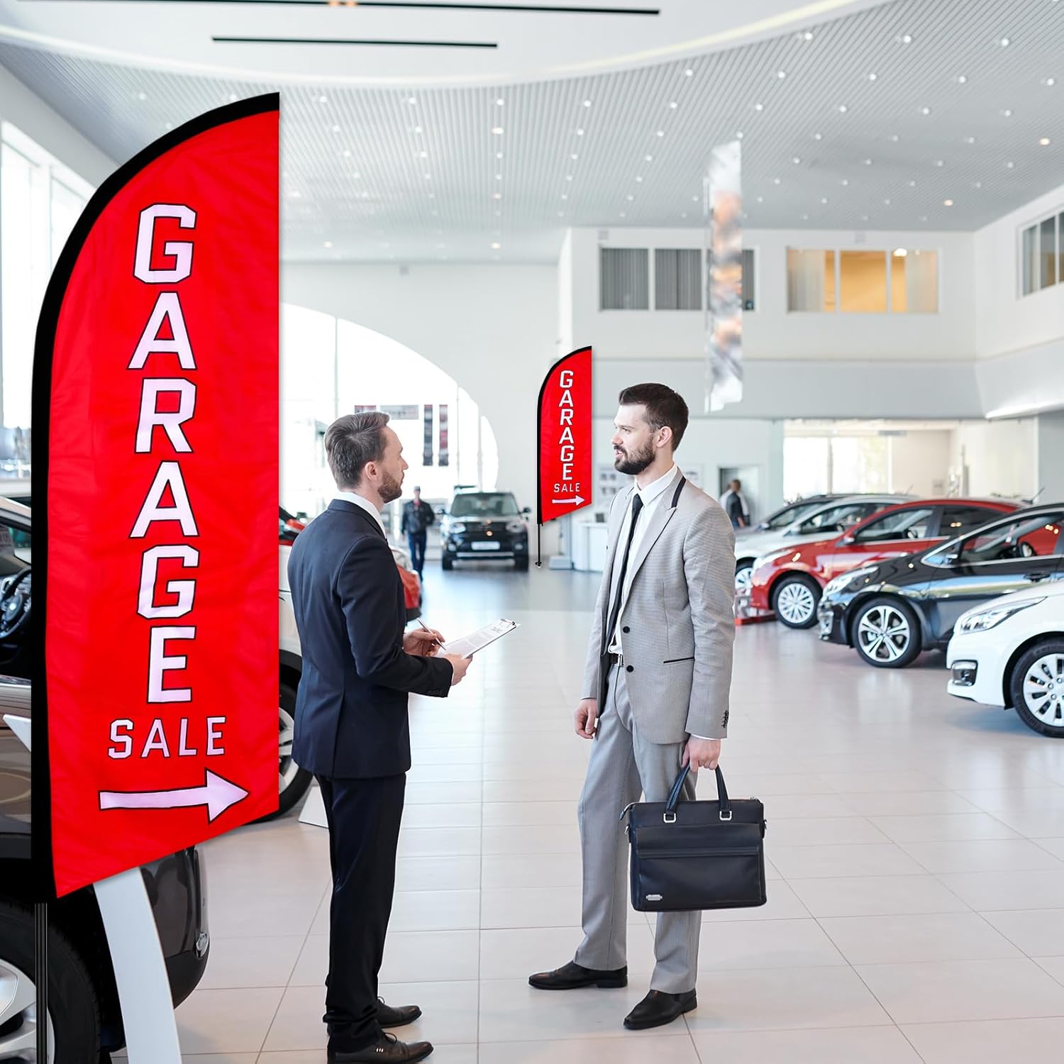 Garage Sale Signs, Feather Flag for Sale Sign Car Garages Sign Sale Banner with Stakes for Outside Garage Sale Supplies, Advertising Flags Garages Banner Custom Feather Flag with Pole Kit