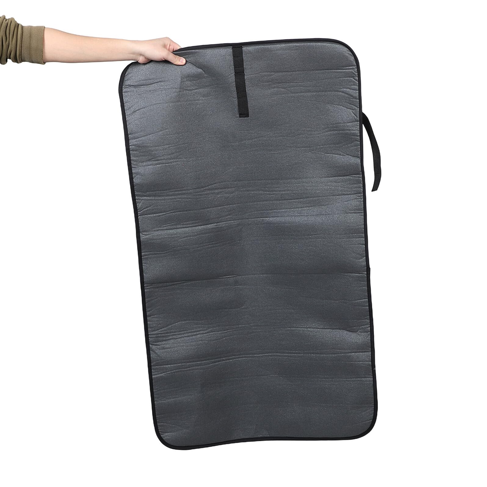 Tappetino da Stiro Portatile Nero in Poliestere con Ganci Salvaspazio per Cura Versatile dei Tessuti per Appartamenti e Viaggi