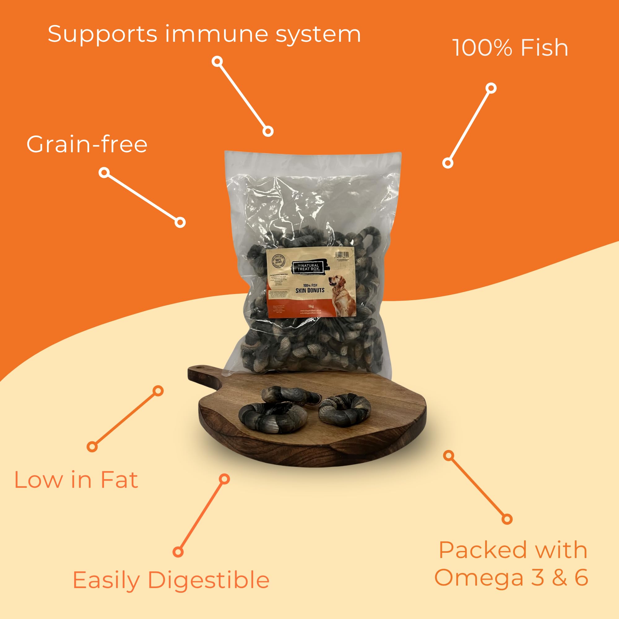 Dog & Field Fish Skin Donuts For Dogs - 1kg. 100% Natural Dog Chews, With Essential Omega 3 & Omega 6 Oil - Image 3