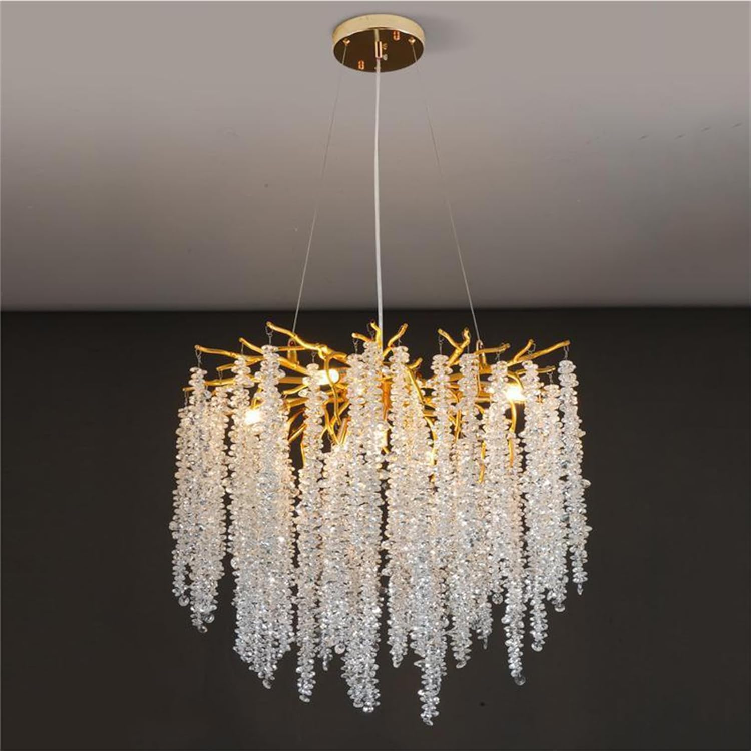 Lustre en cristal de luxe dorure élégante grand luminaire de salon chic