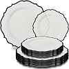 Contemporary Collection Combo Clear Plates with Black Rim - 7.5 - 10.5 Pack of 32 - Sleek Modern Design - Perfect For Entertaining & Everyday Use