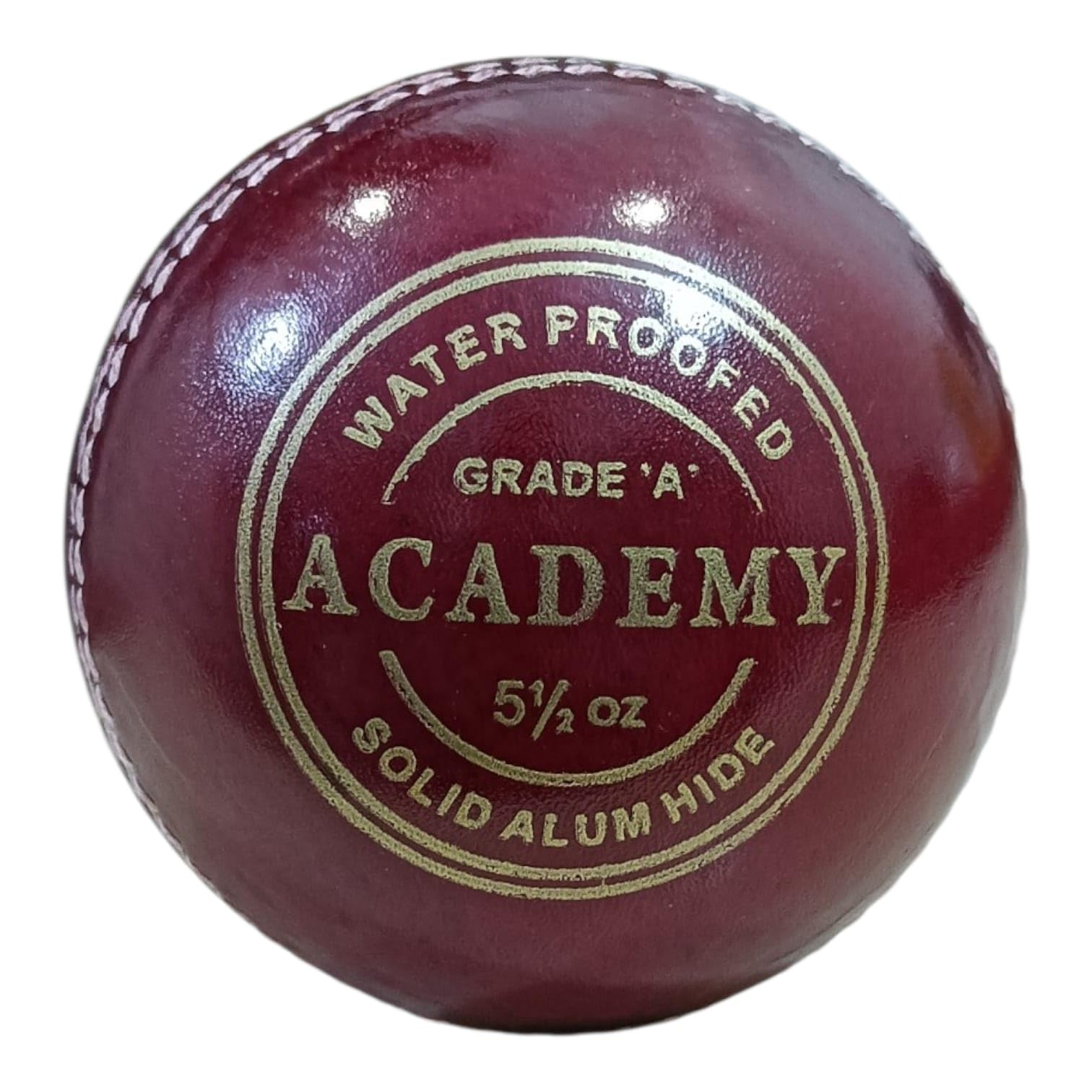 Academy Grade A Cricket Ball, Red Leather, 5.5 oz, 2 Panel, Solid Alum Hide, Waterproofed-image-9