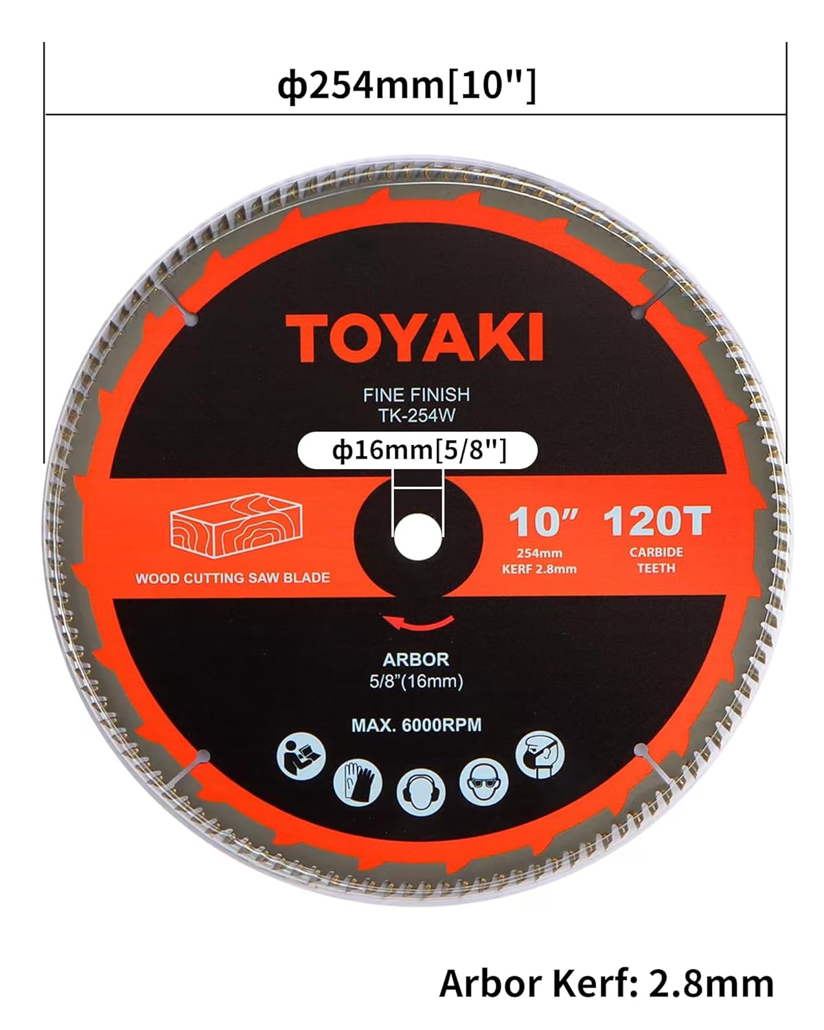 10-Inch Miter Saw Blade, 120-Tooth Fine-Finish Professional Woodworking Saw Blade for Miter Saws Table Saws and Circular Saws, Arbor 5/8-inch(16mm)