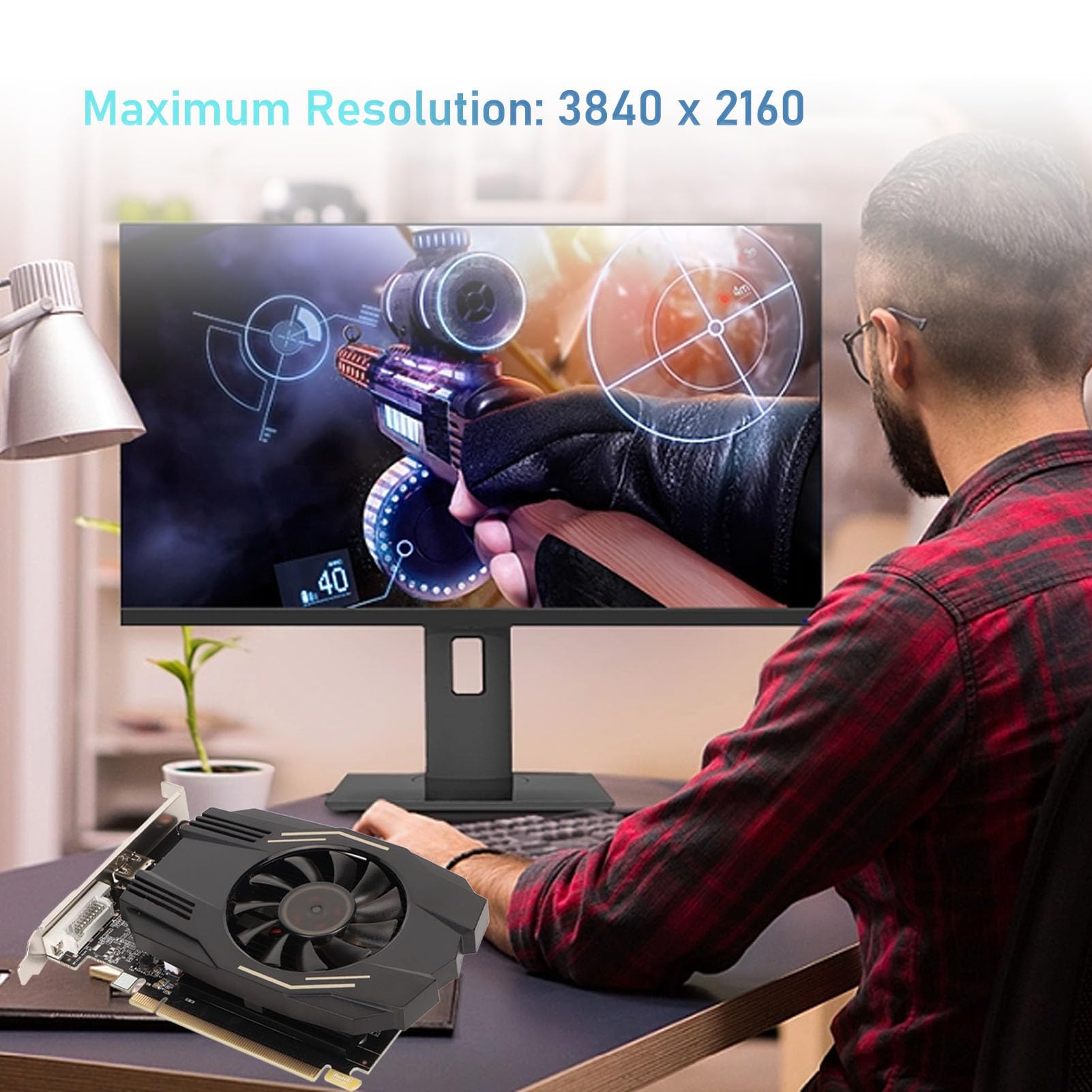 Cuifati Scheda Grafica da Gioco Geforce GT 1030 Scheda Video 4K GPU GDDR4 da 4 GB 64 Bit 1468/2400 MHz con Uscita HD DVI PCI Express X4 3.0, per PC Gaming Office Stampa 3D