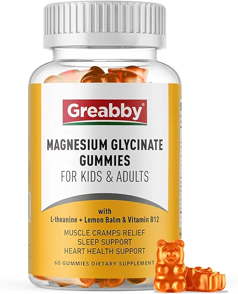 Magnesium Glycinate Gummies for Kids & Adults - Magnesium Glycinate 300mg Chewable Supplement - Promotes Sleep, Muscle, Relaxation (60Count)