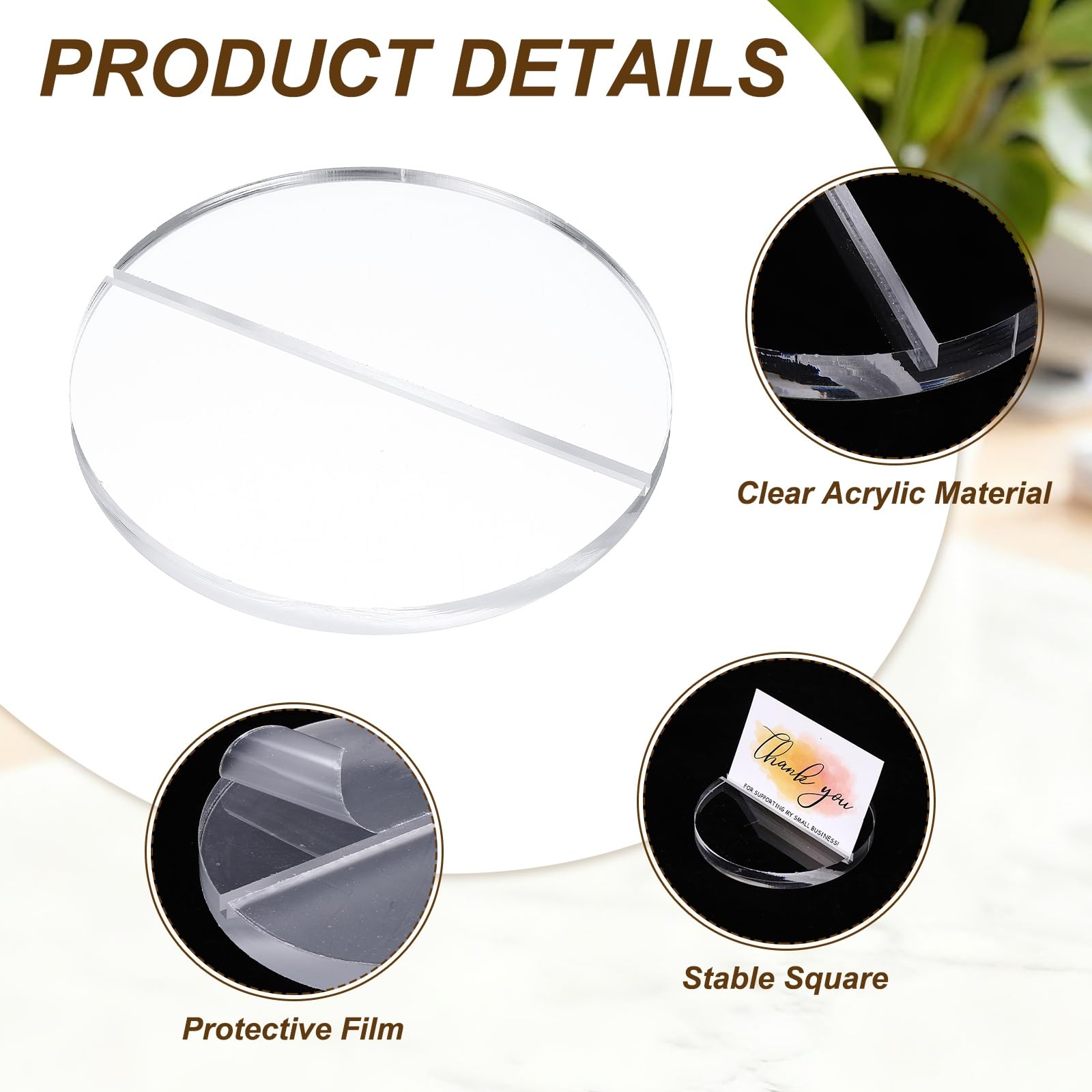 PATIKIL 6 Stück Platzkartenhalter 5.9" Klare Acrylstände Hochzeitsschild Runde Namenskartenhalter Tischnummernständer Mit 1/8" Schlitz Für Hochzeit Geburtstag 150 mm