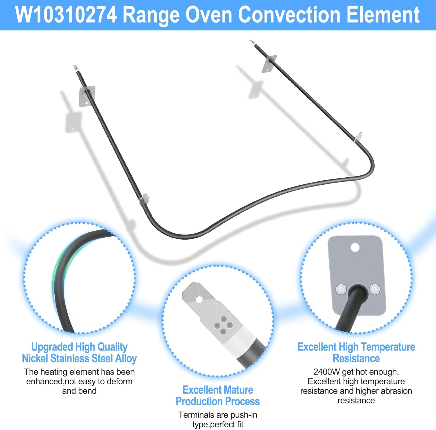 UPGRADED W10310274 Oven Bake Element Compatible with Whirlpool Maytag Jenn-Air Amana Range Ovens Parts,WPW10310274 Oven Lower Bake Element Replacement 1863288 74010883 7406P439-60 Heating Element