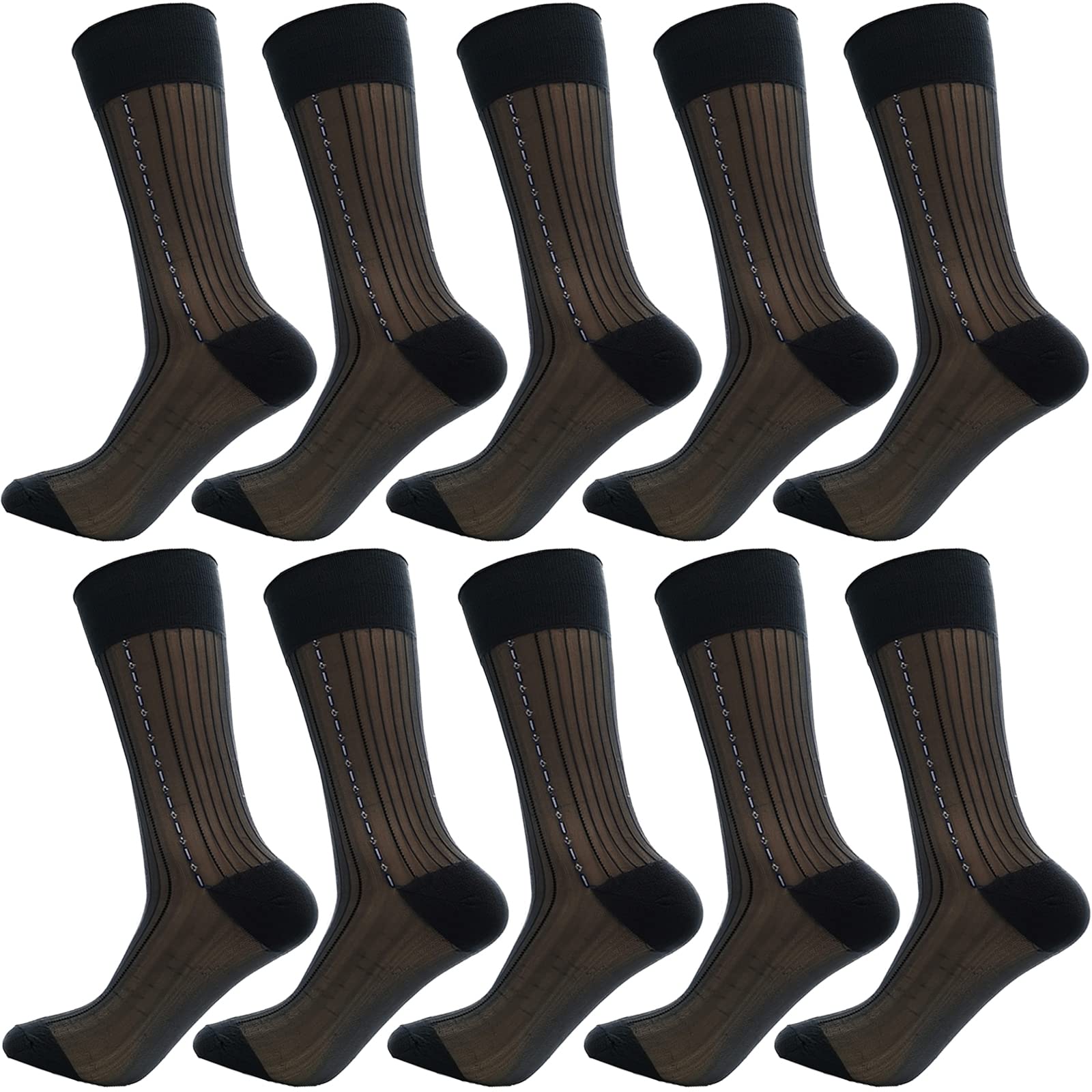 Nanxson 5/10 Pairs Men's Ultra Thin Socks Sheer Casual Sock Dress Socks